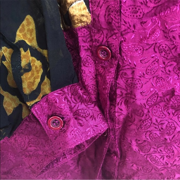 Vintage Velvet Blouse Sheer Brocade Burn Out Size 20 - Picture 4 of 12